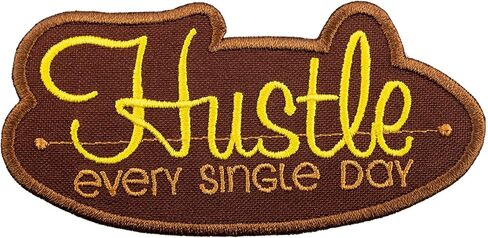 EMBROVERSE Hustle Every Single Day Black Patch - Inspirational Quote - Embroidered Iron On Patches - 3.8 x 1.9 inches in Saudi Arabia