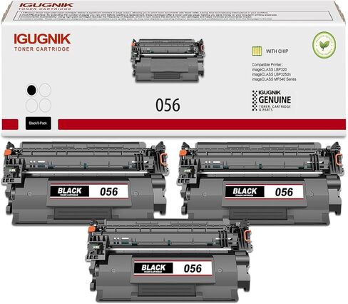 3 عبوات خراطيش حبر سوداء 056 3007C001 (مع رقاقة)، ​​بديلة لطابعة Canon 056 3007C001 لطابعة سلسلة imageCLASS LBP320 imageCLASS LBP325dn imageCLASS MF540 in Kuwait