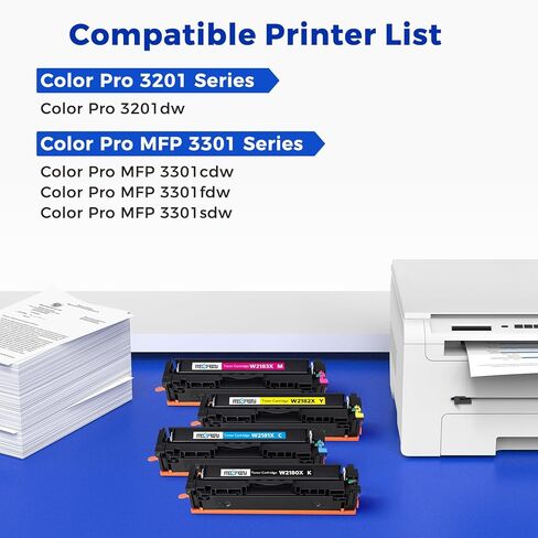 خراطيش حبر 218X 4 عبوات مع شريحة | بديل متوافق لطابعة HP 218X W2180X W2181X W2182X W2183X 218A W2180A تعمل مع طابعة Color Pro 3201dw 3301cdw 3301fdw 3301sdw، مجموعة من 4 حزم ألوان in Kuwait