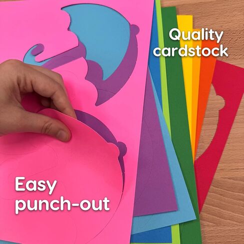 60 Pieces Umbrella Cutouts for Crafts, Bright Paper Shapes for Spring Classroom Decor, Weather Lessons, Rainy Day Projects, Bulletin Boards, Double Sided Cardstock, USA Made in Saudi Arabia
