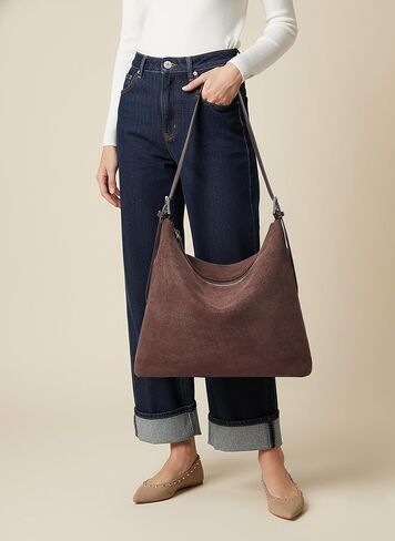Suede Shoulder Bag for Women, Slouchy Hobo Tote Purse with Adjustable Strap, Faux Suede Brown Handbag for Office Work Travel in Saudi Arabia