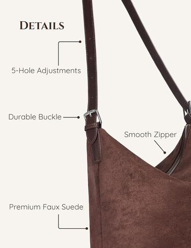 Suede Shoulder Bag for Women, Slouchy Hobo Tote Purse with Adjustable Strap, Faux Suede Brown Handbag for Office Work Travel in Saudi Arabia