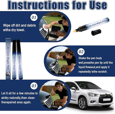 Magic Car Scratch Removal Pen - Quick Fix for Clear Coat Scratches, Swirl Marks & Scuffs, Easy DIY Paint Touch-Up Repair Kit for All Car Colors, Travel-Friendly in Saudi Arabia