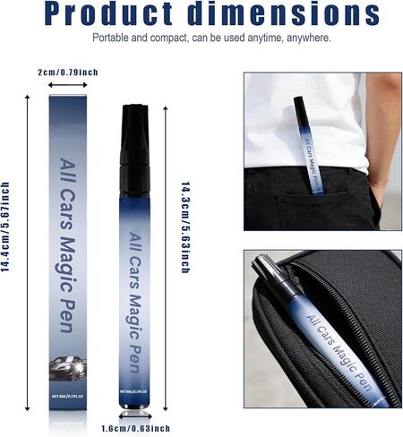 Magic Car Scratch Removal Pen - Quick Fix for Clear Coat Scratches, Swirl Marks & Scuffs, Easy DIY Paint Touch-Up Repair Kit for All Car Colors, Travel-Friendly in Saudi Arabia
