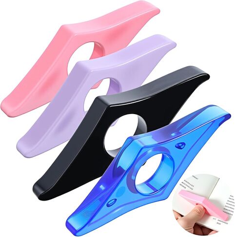 4 Pack Thumb Book Page Holder, Acrylic Page Holders for Reading, Book Opener Holder Reading Gifts Accessories for Readers Readinglovers Student Teacher Gifts(4 Colors) in Saudi Arabia