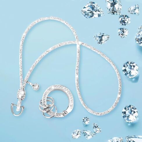 Rhinestone Lanyard, Bling Neck Lanyard with Metal Clasp & Keyring, Crystal Lanyard for Women, ID Card, Keys Strap (Silver) in Saudi Arabia