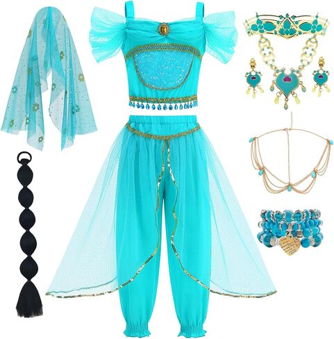 مجموعة أزياء الفتاة العربية لأزياء الهالوين الأميرة التنكرية لزي حفلات أعياد الميلاد، طقم مكون من قطعتين in Kuwait