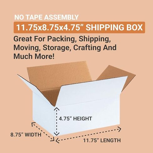 صناديق شحن بيضاء من AVIDITI بطول 30.48 سم × عرض 30.48 سم × ارتفاع 10.16 سم (25 عبوة) صندوق بريد صغير متوسط ​​الحجم لتغليف الأعمال الصغيرة والبريد والهدايا والتخزين in Kuwait