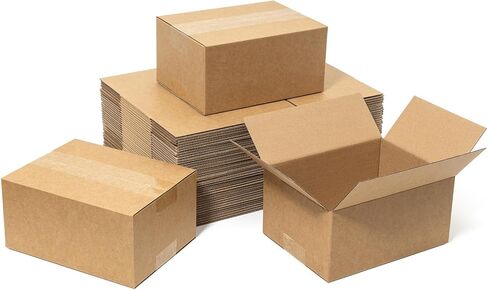 صناديق شحن مقاس 10 × 7 × 5 بوصات تحتوي على 50 عبوة - تغليف صندوق بريد من الورق المقوى المموج للشركات الصغيرة - مستلزمات تعبئة بريدية بنية in Kuwait