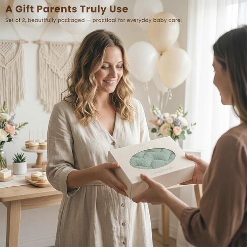 Konssy Waterproof Muslin Changing Pad Cover 2 Pack, 100% Cotton Quilted Diaper Changing Table Sheets, Soft Breathable Boho Nursery Bedding for Baby, Silent & Absorbent Standard Fit (Fog Green,Cream) in Kuwait