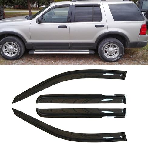Wensdy 4pcs Side Window Wind Deflectors,Outside Mount shade sun rain guards,Dark Smoke Visors for 2002-2010 Ford Explorer & Mercury Mountaineer, 2003-2005 Lincoln Aviator 94819 in Kuwait
