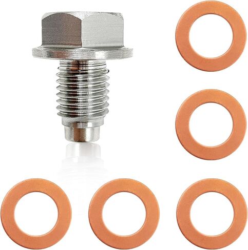 Oil Drain Plug Gasket 5PCS & M12x1.5 Magnetic Oil Drain Plug Compatible with 400E 1992-1993 H0nda Forze 2014-2016 BMVV 1 Series M 2011 etc OE#420241700 58030021000 in Saudi Arabia