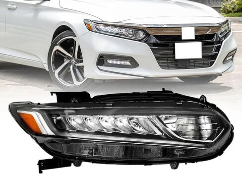 مصباح أمامي جانبي للركاب مع LED DRL مناسب لـ 2018 2019 2020 Honda Accord Sport LX EX EX-L، استبدال المصابيح الأمامية ذات الشعاع العالي الهالوجين RH الجانب الأيمن HO2503187 33100-TVA-A01 in Kuwait