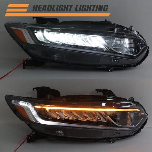مصباح أمامي جانبي للركاب مع LED DRL مناسب لـ 2018 2019 2020 Honda Accord Sport LX EX EX-L، استبدال المصابيح الأمامية ذات الشعاع العالي الهالوجين RH الجانب الأيمن HO2503187 33100-TVA-A01 in Kuwait