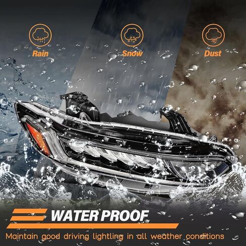 مصباح أمامي جانبي للركاب مع LED DRL مناسب لـ 2018 2019 2020 Honda Accord Sport LX EX EX-L، استبدال المصابيح الأمامية ذات الشعاع العالي الهالوجين RH الجانب الأيمن HO2503187 33100-TVA-A01 in Kuwait