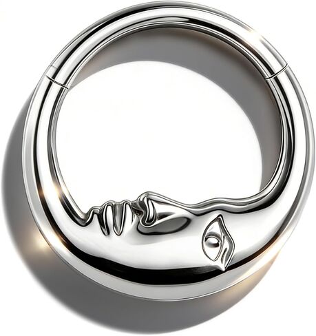 COCHARM Moon Face G23 الصلبة التيتانيوم الحاجز الدائري 16 جرام الفضة الحاجز مجوهرات لذيذ اللولب Daith أقراط للنساء Daith ثقب المجوهرات 8/10 مللي متر in Saudi Arabia