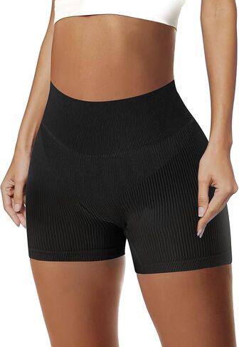 Workout Shorts Women, High Waist Biker Shorts Women, Gym Shorts Women Seamless Ribbed Athletic Yoga Shorts Leggings in Saudi Arabia