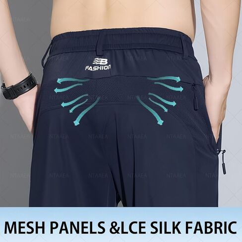 Meshirons - Ice Silk Mesh Panel Casual Pants, Meshirons Mens Pants for Men Over 55 in Saudi Arabia
