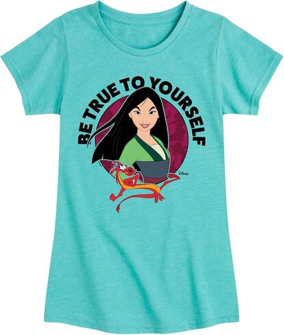 Disney Princess - Mulan and Mushu Be True to Yourself - Girls Fitted Short Sleeve T-Shirt in Saudi Arabia