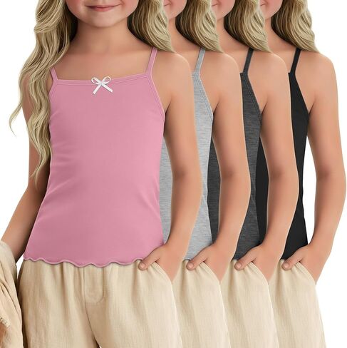 4 Pack Girls Camisoles Toddler Spaghetti Strap Top 2-14 Years Kids Summer Tank Tops Casual Soft Sleeveless Shirts in Saudi Arabia