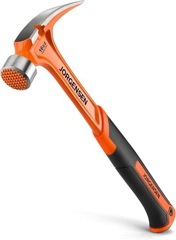 Jorgensen 16 oz Straight Claw Hammer, Rip Claw Hammer with Milled Face & Shock Reduction Grip, Heavy Duty One-piece Forged Hammer in Kuwait