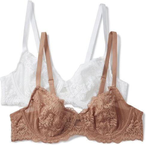 Amazon Essentials Women's Stretch Galloon Lace Wired Balconette Bra, Pack of 2 in Saudi Arabia