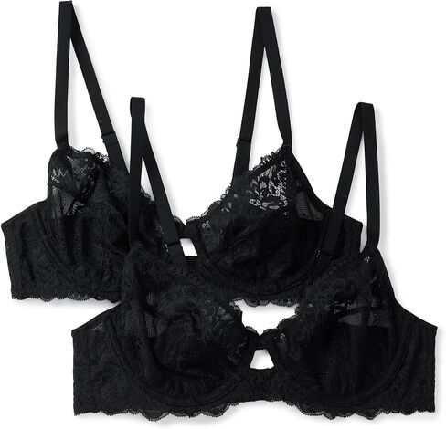 Amazon Essentials Women's Stretch Galloon Lace Wired Balconette Bra, Pack of 2 in Saudi Arabia