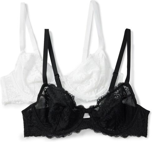 Amazon Essentials Women's Stretch Galloon Lace Wired Balconette Bra, Pack of 2 in Saudi Arabia
