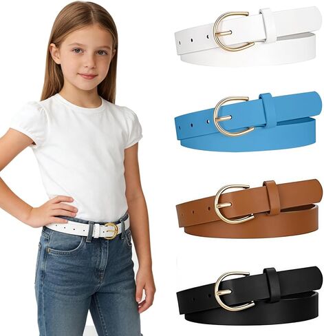 Girls Belt kids Belt Girls Toddler Belts for Girl, Adjustable Elastic Girl Belts with Metal Buckle and PU Leather in Saudi Arabia