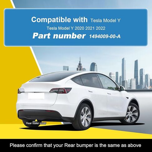 غطاء غطاء وصلة سحب المصد السفلي للسيارة متوافق مع طراز Tesla Y 2020 2021 2022 1494009-00-A غطاء صغير لسحب العين أسود غير لامع in Saudi Arabia