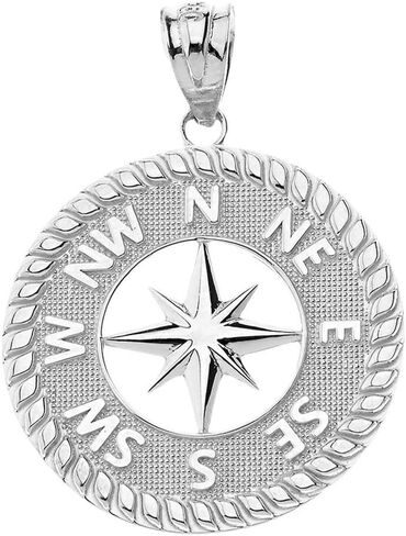 Certified 10k Gold Nautical Navigation Compass North Star Starburst Pendant in Saudi Arabia