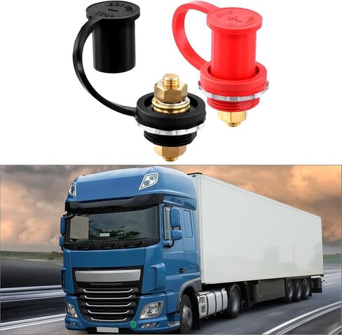QWORK Thru Panel Battery Bulkhead Connectors Kit, 250A, 3/8" Stud for Vehicles and RVs, Includes Red and Black Protect Covers in Saudi Arabia