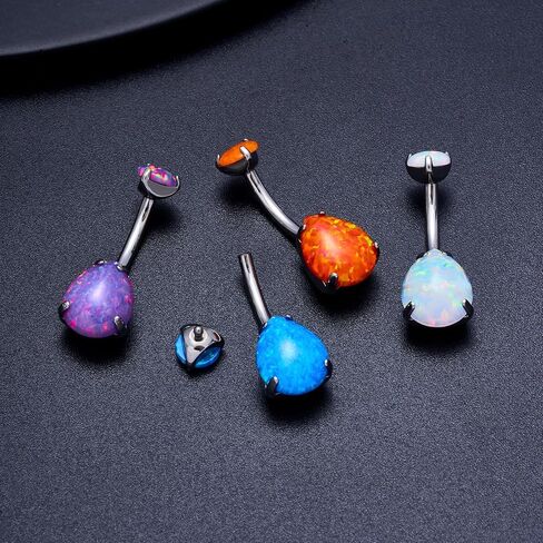 Gold Belly Button Ring G23 Titanium Hypoallergenic 14G belly ring for Women Men Teardrop Navel Piercing Jewelry 10mm Barbell, With 5A Grade Cubic Zircon in Saudi Arabia