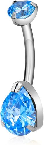 Gold Belly Button Ring G23 Titanium Hypoallergenic 14G belly ring for Women Men Teardrop Navel Piercing Jewelry 10mm Barbell, With 5A Grade Cubic Zircon in Saudi Arabia