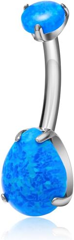 Gold Belly Button Ring G23 Titanium Hypoallergenic 14G belly ring for Women Men Teardrop Navel Piercing Jewelry 10mm Barbell, With 5A Grade Cubic Zircon in Saudi Arabia