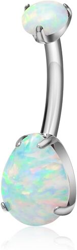 Gold Belly Button Ring G23 Titanium Hypoallergenic 14G belly ring for Women Men Teardrop Navel Piercing Jewelry 10mm Barbell, With 5A Grade Cubic Zircon in Saudi Arabia