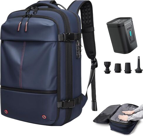 حقيبة ظهر سوماجو قابلة للتوسيع ومقاومة للماء مع مضخة هواء، حقيبة ظهر متعددة الوظائف مع قفل TSA وجيب مضاد للسرقة مناسب للكمبيوتر المحمول مقاس 17 بوصة in Kuwait