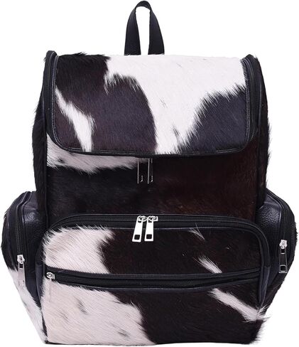Unisex Cowhide Leather Laptop Western Backpack Purse – Animal Print Womens Hair On Shoulder Travel Diaper Bag in Saudi Arabia