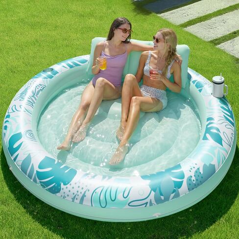 Sloosh Tanning Pool Lounger Float, Luxury Fabric Large Pool Floats Inflatable Lake Float Heavy Duty Suntan Tub for Lake, Outdoor, Backyard, Swimming Pool in Kuwait