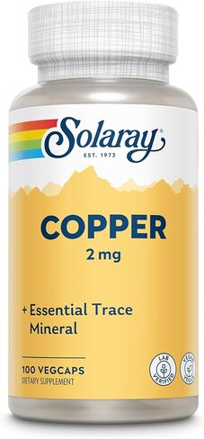 SOLARAY Copper 2 mg | Healthy Red Blood Cell Formation, Immune and Nerve Function Support | Non-GMO | 100 Count | Pack of 2 in Kuwait
