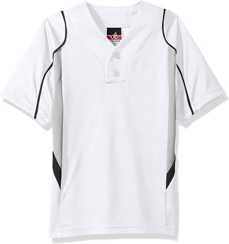 Alleson Athletic Boys Youth Baseball Jersey, White/Navy/Grey, Small in Saudi Arabia