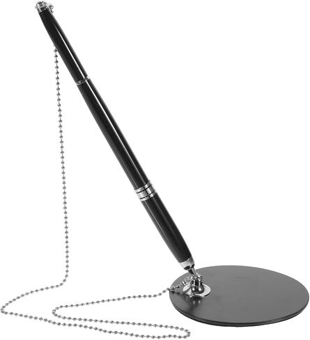 Countertop Signature Pen 0.5mm Black Ballpoint Pen with Silver Accessories Rotary Table Fixed Guest Book for Business and Office Use in Saudi Arabia