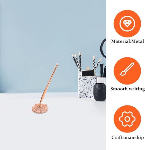 Rose Gold Desktop Ballpoint Pen with Rhinestones Fixed Table Pen for Bank and Hotel Signing for Office and Business Use in Saudi Arabia