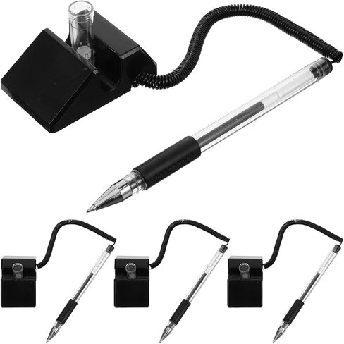4pcs Black 0.5mm Desktop Sign Pens with Stand Vertical Table Writing Pens for Office Counter Business Use Multi-function Guest Book Signature in Saudi Arabia