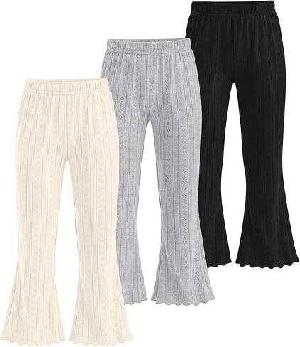 3 Pack Baby Girls Flare Pants Soft Ruffle Trousers Toddler Solid Bell Bottoms Infant Girls Lightweight Leggings in Saudi Arabia