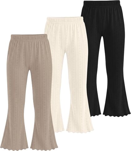 3 Pack Baby Girls Flare Pants Soft Ruffle Trousers Toddler Solid Bell Bottoms Infant Girls Lightweight Leggings in Saudi Arabia