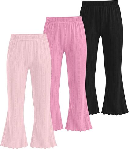 3 Pack Baby Girls Flare Pants Soft Ruffle Trousers Toddler Solid Bell Bottoms Infant Girls Lightweight Leggings in Saudi Arabia