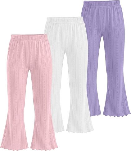 3 Pack Baby Girls Flare Pants Soft Ruffle Trousers Toddler Solid Bell Bottoms Infant Girls Lightweight Leggings in Saudi Arabia