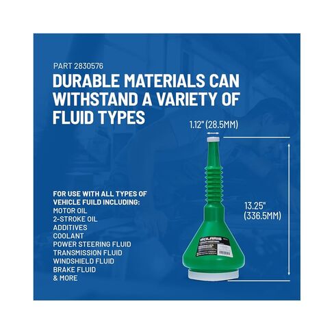 Polaris 1.5 Quart Funnel with Cap, Green - Mess-Free and Controlled Pouring of Automotive Fluids, Oil, Gas - Durable Design for Easy Maintenance, Refills and Precision Pouring, Part 2830574 in Saudi Arabia