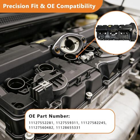 طقم غطاء صمام المحرك مع حشوات متوافقة مع 2006-2013 BMW 128i 328i 528i X3 X5 Z4 323i 125i 130i 525i 530i، L6 2.5L/3.0L لاستبدال 11127552281 in Saudi Arabia